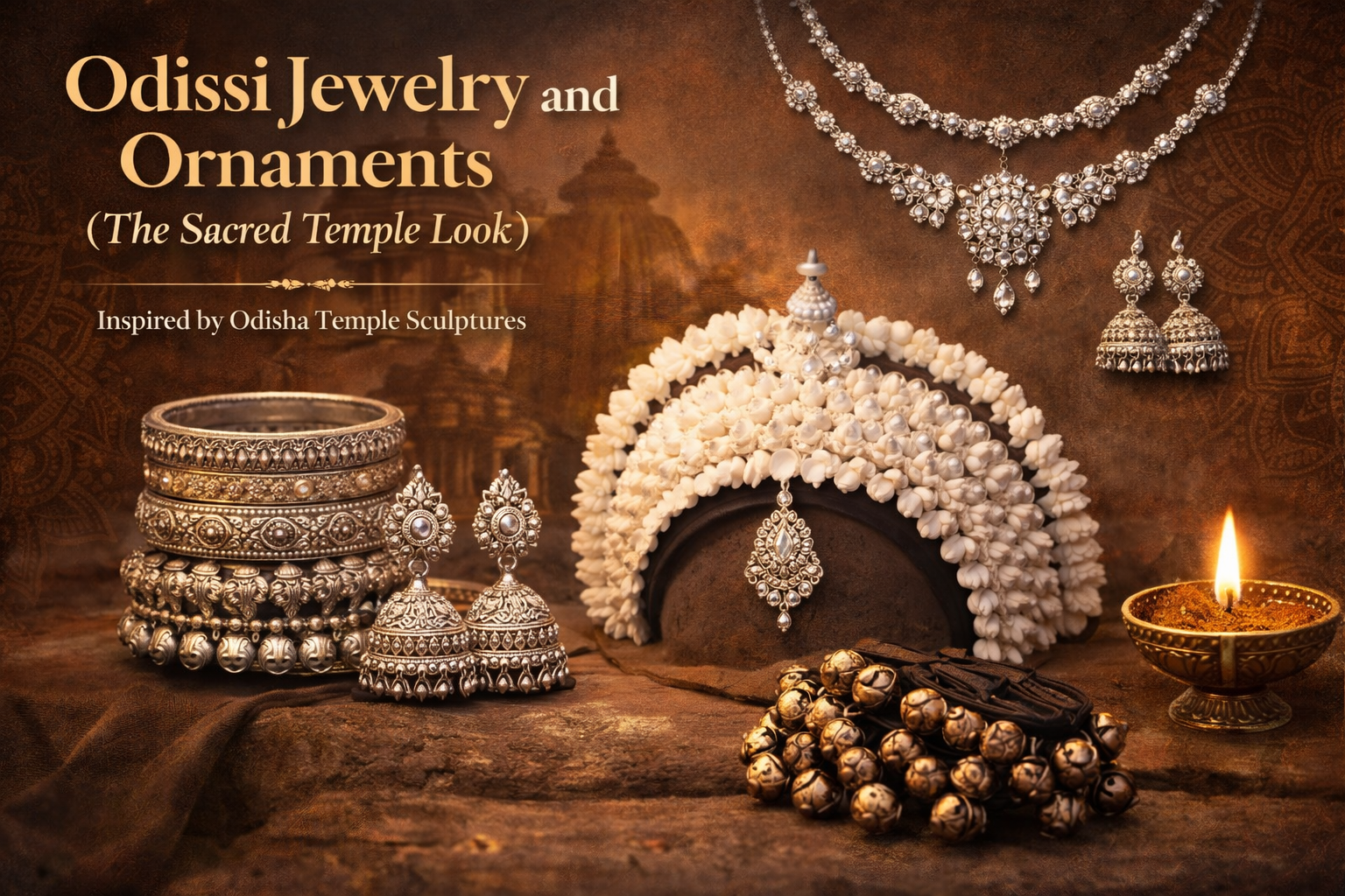 Temple-style Odissi silver jewelry and ornaments